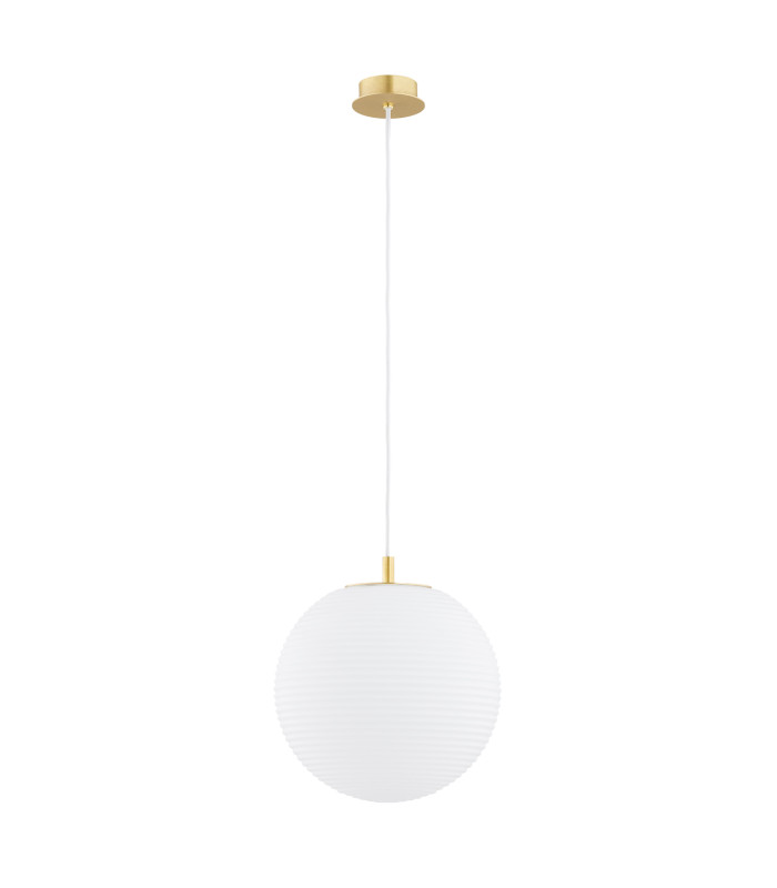 Evans Globe Pendant Ceiling Light Opal Matt Brushed Brass (Horizontaly Fluted Glass)-2