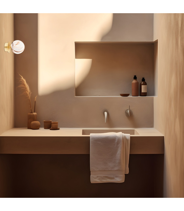 Fabio Wall Lamp White-Brown (Marble Colour) Brushed Brass IP44-5