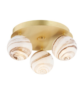 Fabio Ceiling Spotlight Clusters White-Brown (Marble Colour) Brushed Brass IP44-1