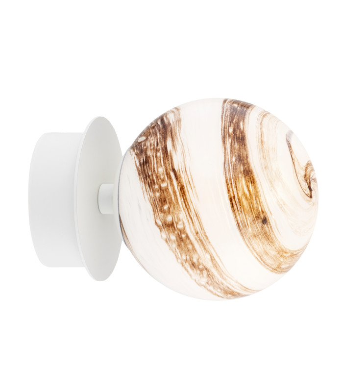Fabio Wall Lamp White-Brown (Marble Colour) Cream White IP44-1