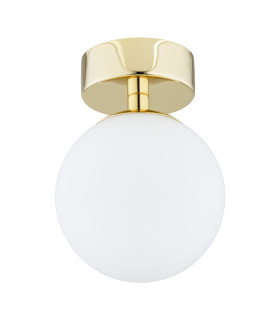 Flavio Globe Ceiling Light Brass Steel Glass Opal Matt IP44-1
