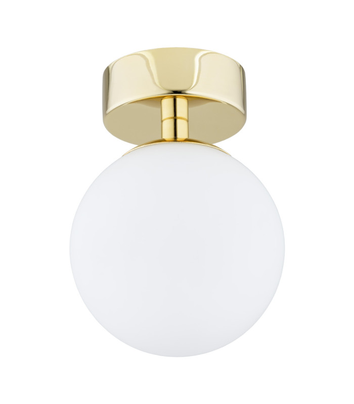 Flavio Globe Ceiling Light Brass Steel Glass Opal Matt IP44-1
