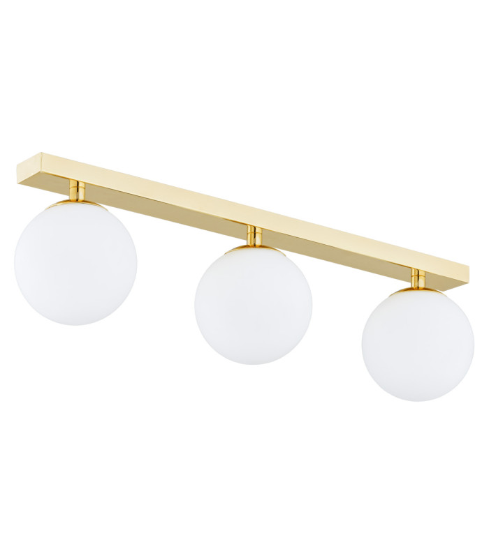 Flavio Globe Bar Ceiling 3 Light Brass Steel Glass Opal Matt IP44-1