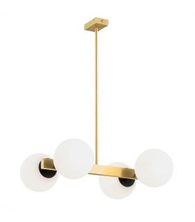 Freemont Globe Pendant Ceiling Light Opal Matt Brushed Brass-1