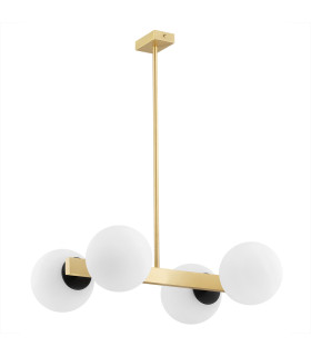 Freemont Globe Pendant Ceiling Light Opal Matt Brushed Brass-2