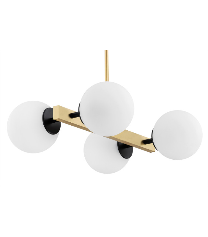 Freemont Globe Pendant Ceiling Light Opal Matt Brushed Brass-4