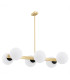 Freemont Globe Pendant Ceiling 6 Light Opal Matt Brushed Brass-2