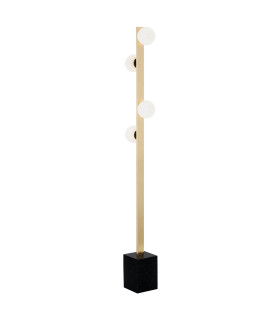 Freemont Multi Arm Floor Lamp Opal Matt Brushed Brass Black-1