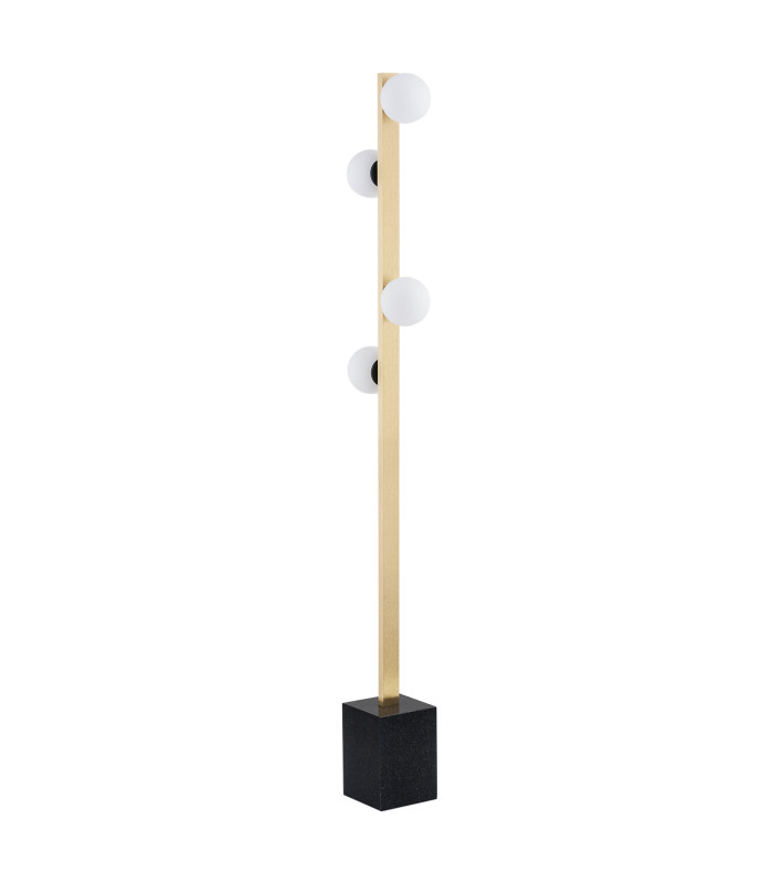 Freemont Multi Arm Floor Lamp Opal Matt Brushed Brass Black-5