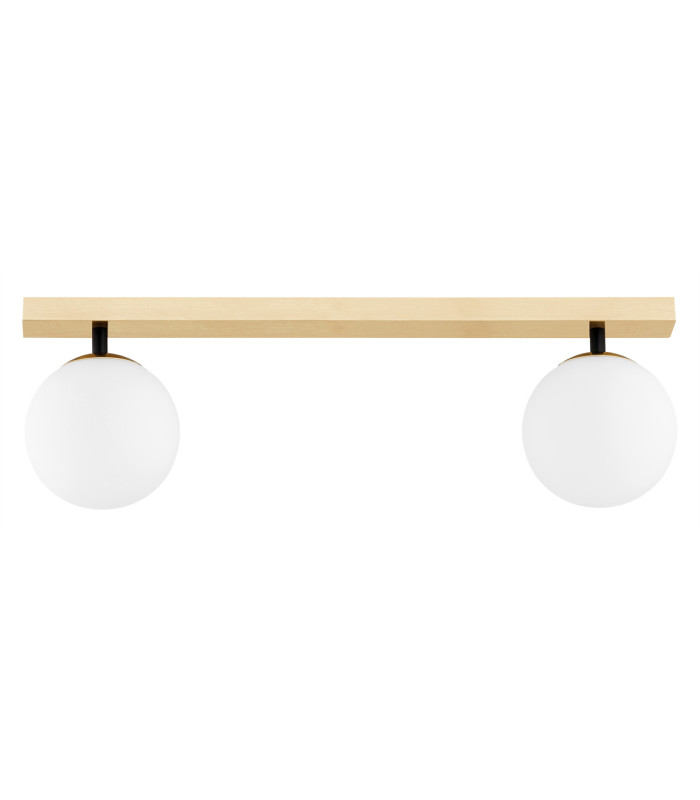 Freemont Globe Ceiling 2 Light Opal Matt Brushed Brass-1