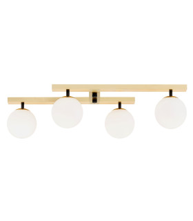 Freemont Globe Ceiling 4 Light Opal Matt Brushed Brass-1