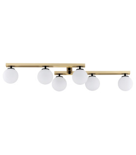 Freemont Globe Ceiling 6 Light Opal Matt Brushed Brass-1