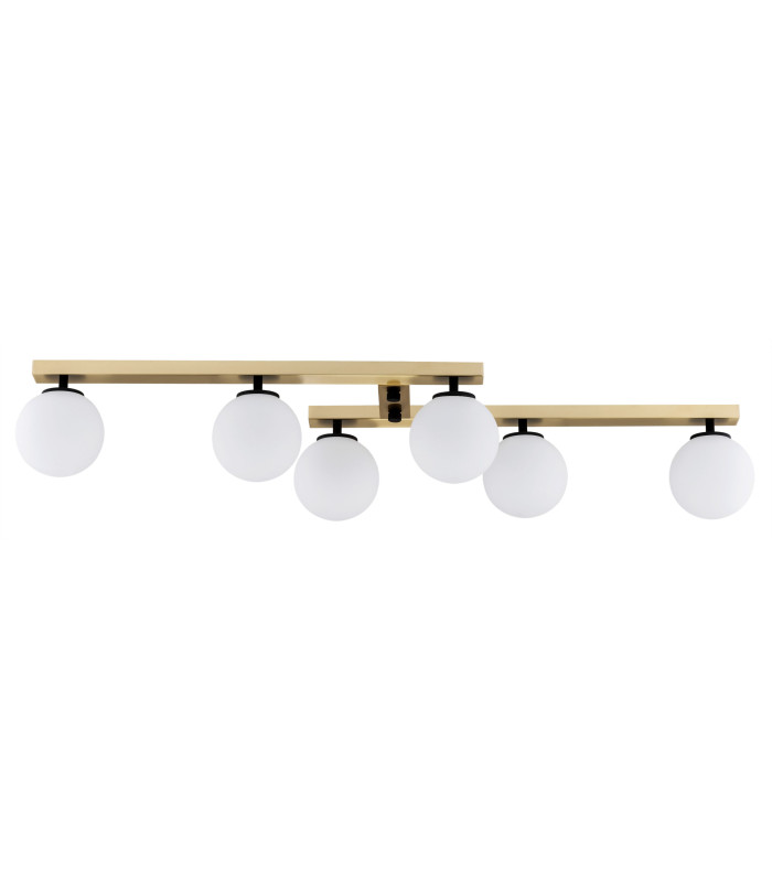 Freemont Globe Ceiling 6 Light Opal Matt Brushed Brass-1
