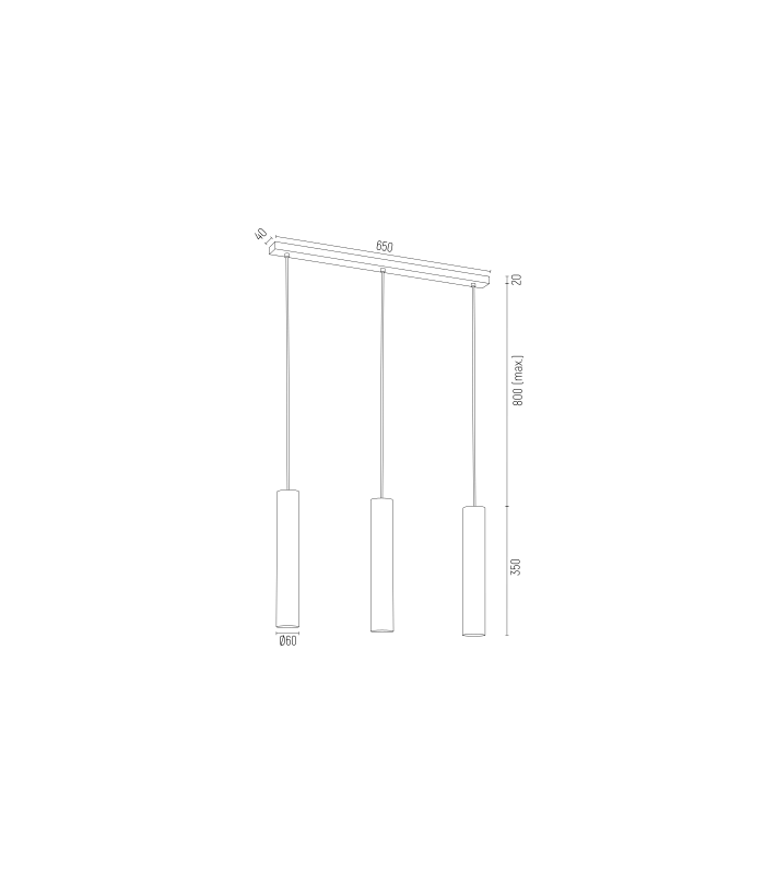 Gomera Bar Pendant Ceiling 3 Light Brass Steel-2