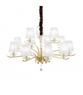 12 Light Multi Arm Pendant Light Satin Brass - 1