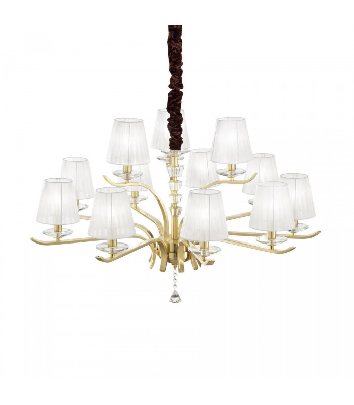 12 Light Multi Arm Pendant Light Satin Brass - 1