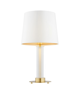 Hampton Table Lamp With Round Tapered Shade Creamy (Gold Inside) Transparent (Fluted) Brushed Brass-1