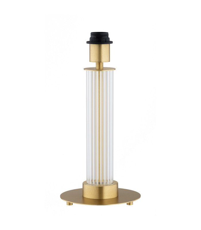Hampton Table Lamp With Round Tapered Shade Beige (Gold Inside) Transparent (Fluted) Brushed Brass-4