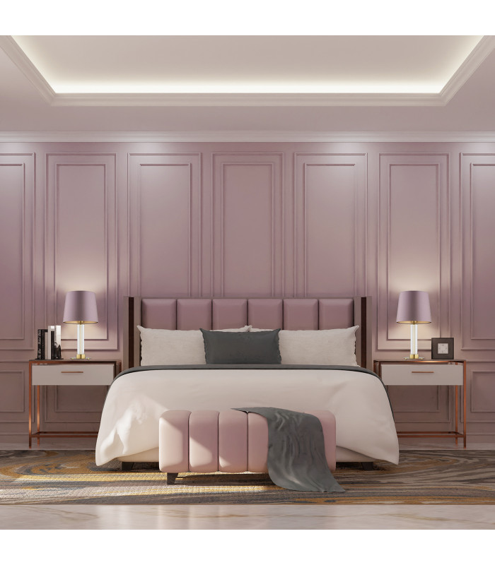 Hampton Table Lamp With Round Tapered Shade Dirty Pink (Gold Inside) Transparent (Fluted) Brushed Brass-3