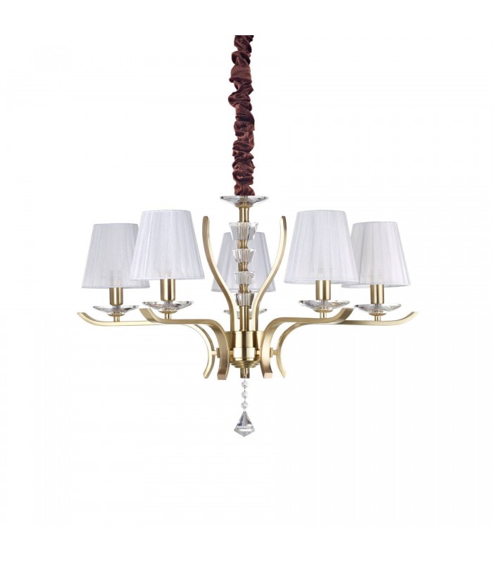 5 Light Multi Arm Pendant Light Satin Brass - 1