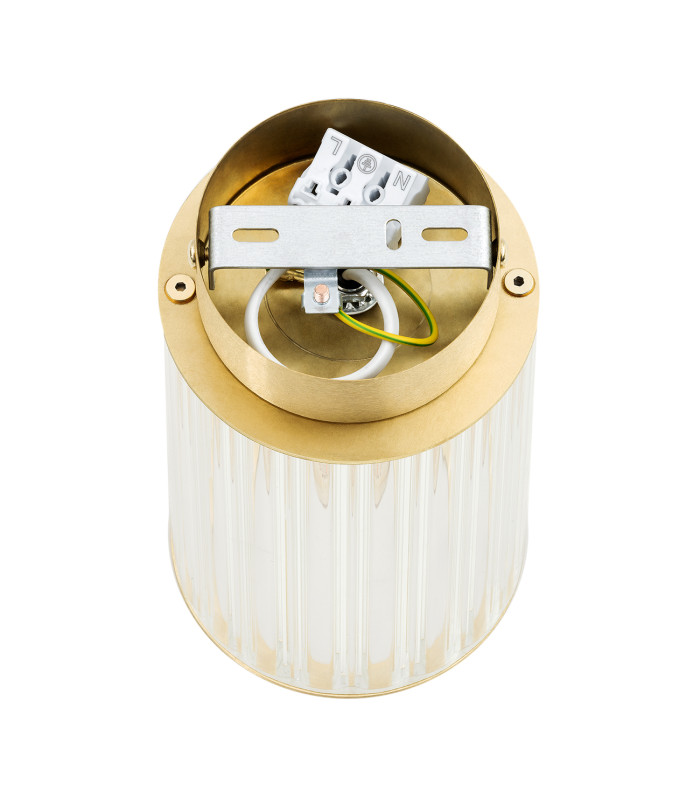 Hampton Surface Mounted Downlight Transparent (Fluted) Brushed Brass-4