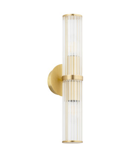 Hampton Up & Down Wall Lamp Transparent (Fluted) Brushed Brass-2