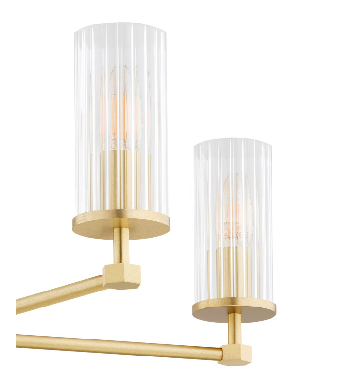 Hampton Multi Arm Pendant Ceiling 5 Light Transparent (Fluted) Brushed Brass-6