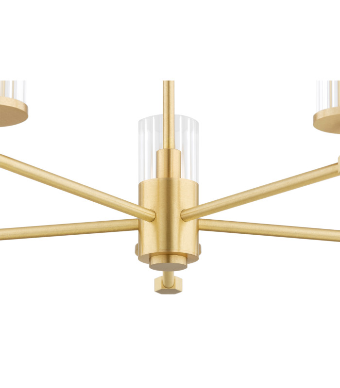 Hampton Multi Arm Pendant Ceiling 5 Light Transparent (Fluted) Brushed Brass-7