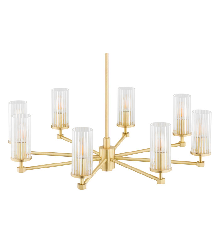 Hampton Multi Arm Pendant Ceiling 8 Light Transparent (Fluted) Brushed Brass-4