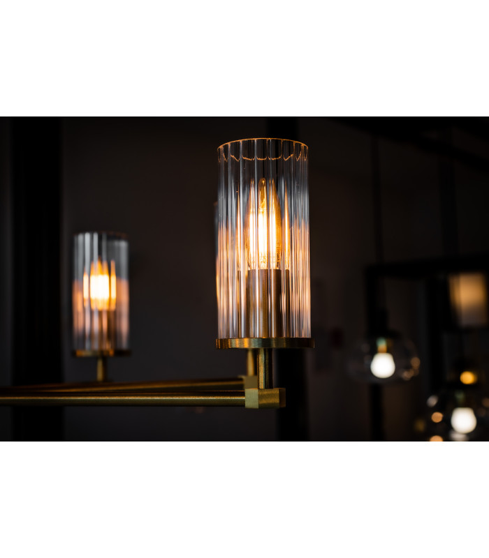 Hampton Multi Arm Pendant Ceiling 8 Light Transparent (Fluted) Brushed Brass-5