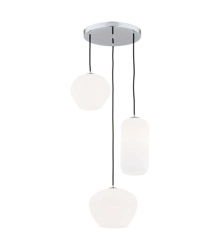 Kalimera Cluster Pendant Ceiling 3 Light Opal Matt Chrome-1
