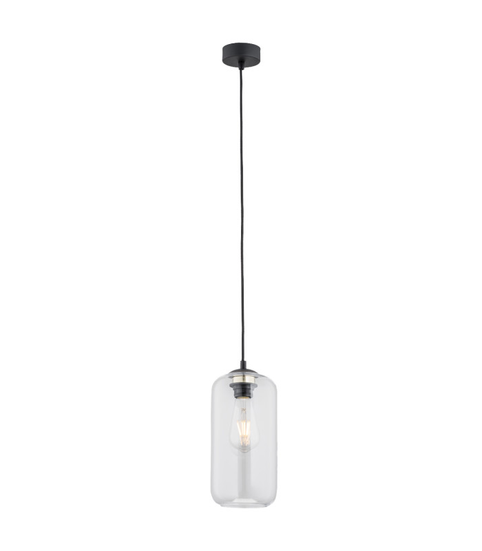 Kalimera Dome Pendant Ceiling Light Transparent Black Matt-1
