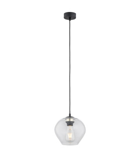 Kalimera 20cm Globe Pendant Ceiling Light Transparent Black Matt-1