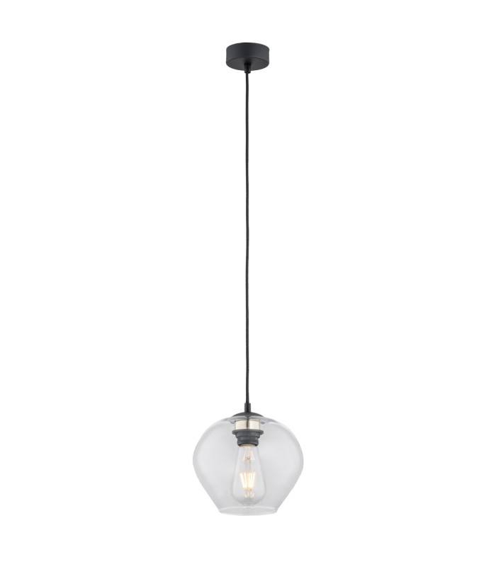 Kalimera 20cm Globe Pendant Ceiling Light Transparent Black Matt-1