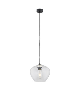 Kalimera 24cm Globe Pendant Ceiling Light Transparent Black Matt-1