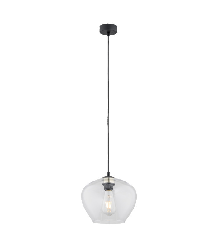 Kalimera 24cm Globe Pendant Ceiling Light Transparent Black Matt-1