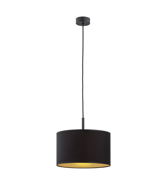 Karin Cylindrical Pendant Ceiling Light Black With Golden Mean Black Structure-1