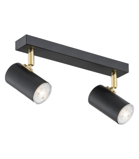Lagos Twin Ceiling Spotlight Black Structure Brass Elements-1