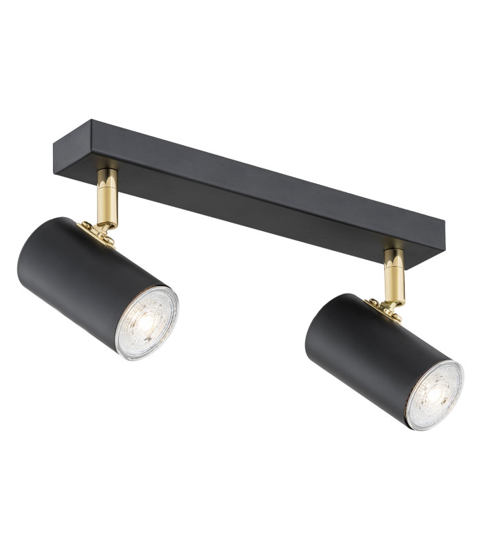 Lagos Twin Ceiling Spotlight Black Structure Brass Elements-1