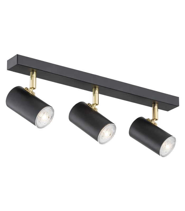 Lagos Ceiling 3 Light Spotlight Bar Black Structure Brass Elements-1