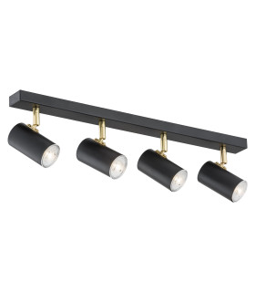 Lagos Ceiling 4 Light Spotlight Bar Black Structure Brass Elements-1