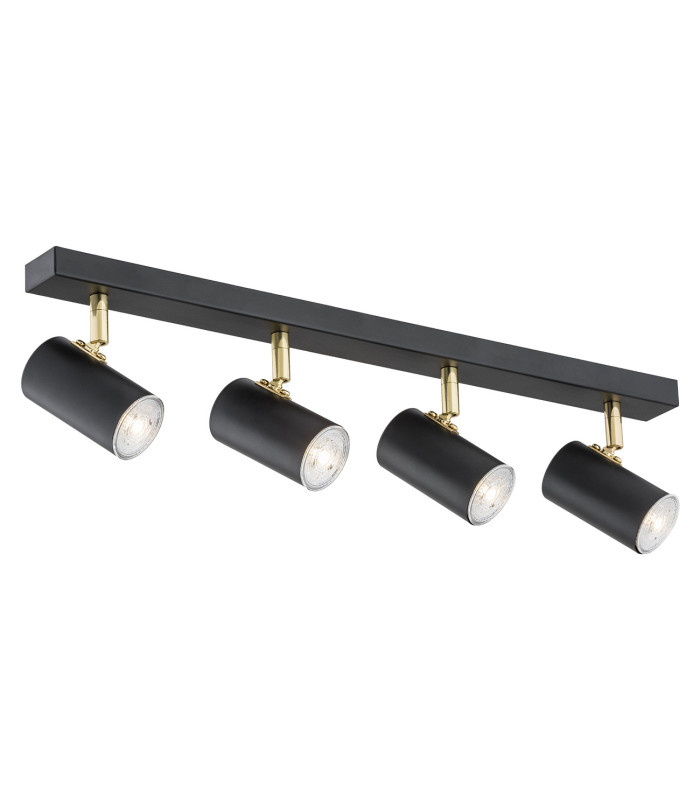 Lagos Ceiling 4 Light Spotlight Bar Black Structure Brass Elements-1