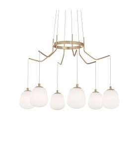 6 Light Cluster Ceiling Pendant Brass Sat - 1