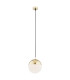Livia 20cm Globe Pendant Ceiling Light Opal Matt Brass Steel IP44-1