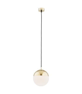 Livia 20cm Globe Pendant Ceiling Light Opal Matt Brass Steel IP44-1