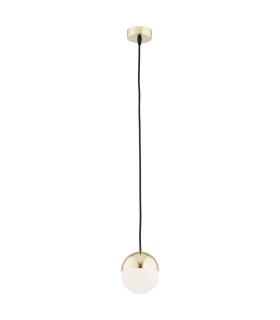Livia 12cm Globe Pendant Ceiling Light Opal Matt Brass Steel IP44-1
