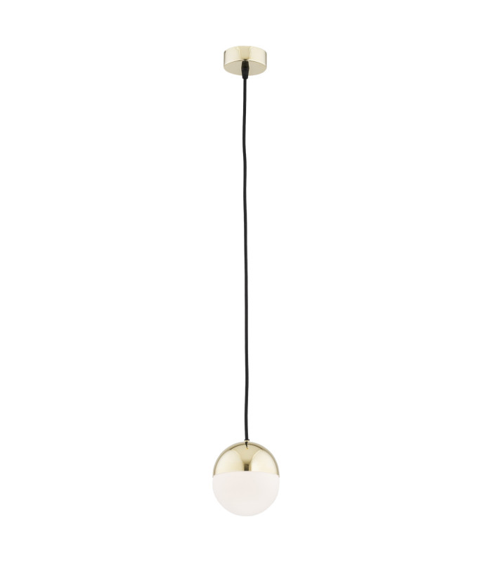 Livia 12cm Globe Pendant Ceiling Light Opal Matt Brass Steel IP44-1