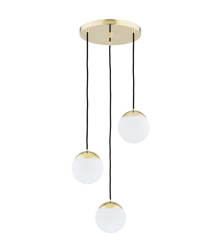 Livia Cluster Pendant Ceiling 3 Light Opal Matt Brass Steel IP44-1