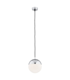 Livia 20cm Globe Pendant Ceiling Light Opal Matt Chrome IP44-1