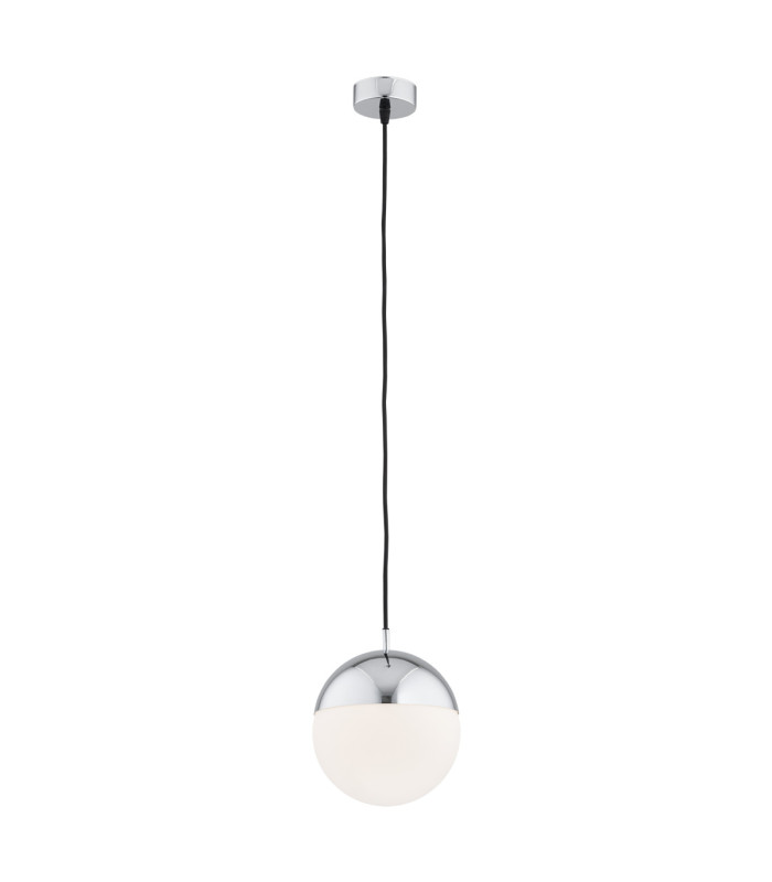 Livia 20cm Globe Pendant Ceiling Light Opal Matt Chrome IP44-1